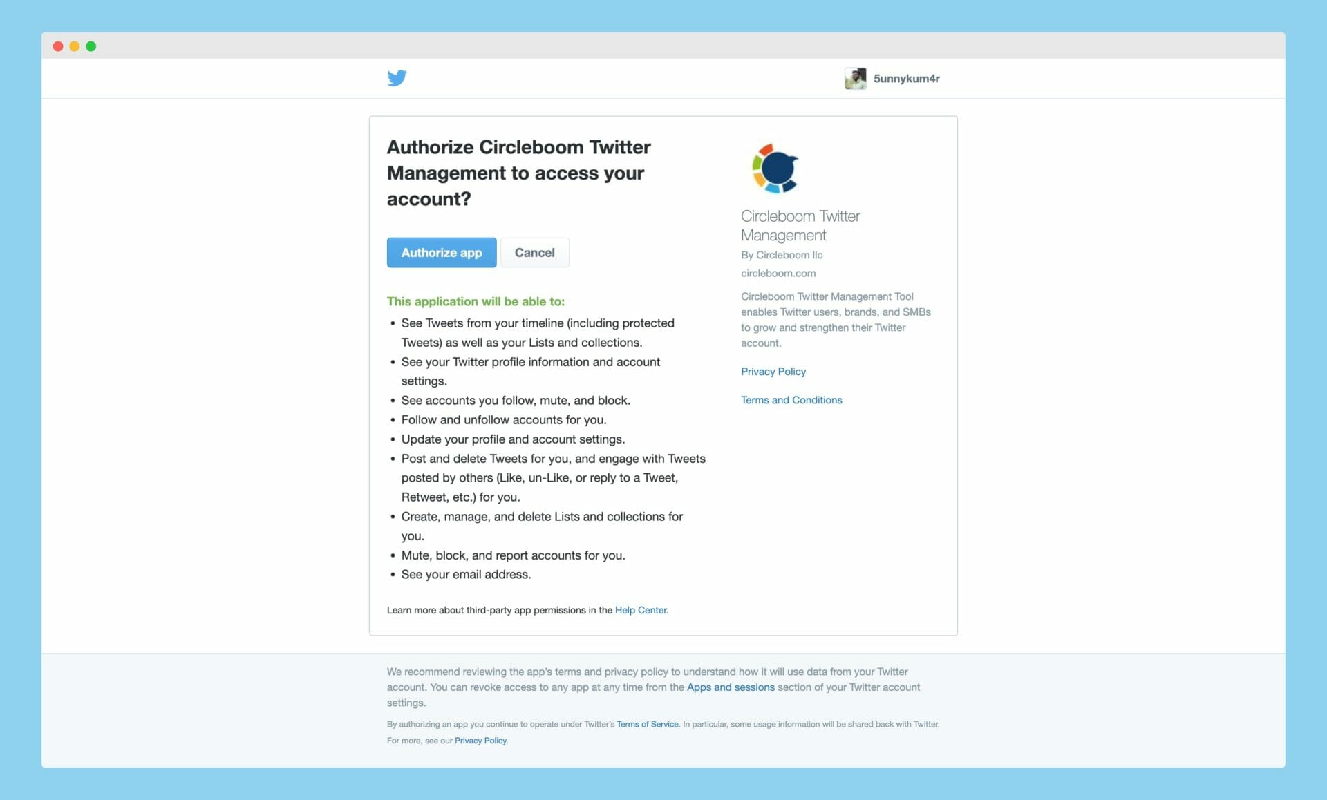 Authorizing Circleboom App