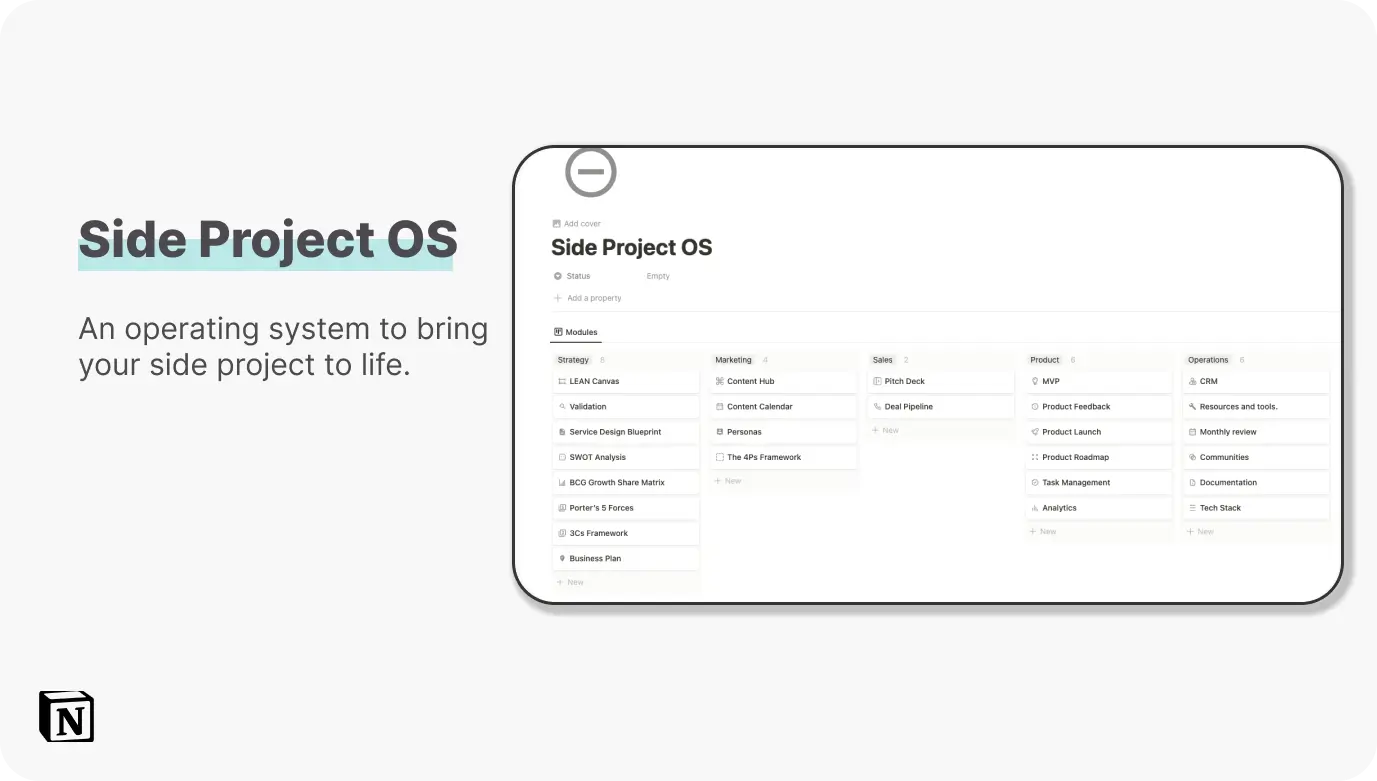 Side Project OS - Notion Project Template